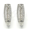 Argolla Huggie 02.217.0076.15 Rodio Laminado, Diseño de Llave Griega, con Zirconia Cubica Blanca, Pulido, Rodinado