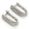 Argolla Huggie 02.217.0076.15 Rodio Laminado, Diseño de Llave Griega, con Zirconia Cubica Blanca, Pulido, Rodinado