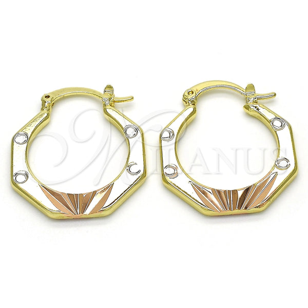 Argolla Pequeña 02.102.0055.25 Oro Laminado, Diamantado, Tres Tonos
