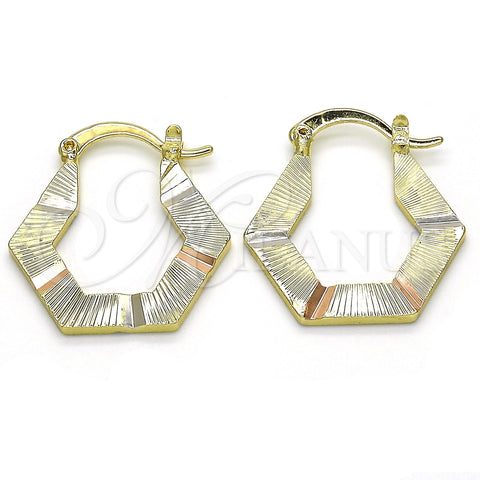 Argolla Pequeña 02.102.0056.25 Oro Laminado, Diamantado, Tres Tonos