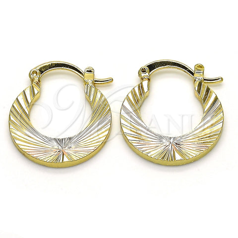 Argolla Pequeña 02.102.0043.20 Oro Laminado, Diamantado, Tres Tonos