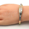 Pulsera con Placa 03.26.0037.08 Oro Laminado, Diamantado, Tres Tonos (05 MM Thickness, 8 Inches Length)
