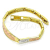 Pulsera con Placa 03.26.0037.08 Oro Laminado, Diamantado, Tres Tonos (05 MM Thickness, 8 Inches Length)