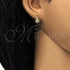 Arete Dormilona 02.310.0001 Oro Laminado, Diseño de Pina, con Blanca Micro Pave, Pulido, Tono Dorado