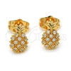 Arete Dormilona 02.310.0001 Oro Laminado, Diseño de Pina, con Blanca Micro Pave, Pulido, Tono Dorado