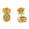 Arete Dormilona 02.310.0001 Oro Laminado, Diseño de Pina, con Blanca Micro Pave, Pulido, Tono Dorado