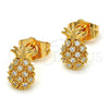 Arete Dormilona 02.310.0001 Oro Laminado, Diseño de Pina, con Blanca Micro Pave, Pulido, Tono Dorado