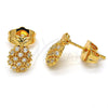 Arete Dormilona 02.310.0001 Oro Laminado, Diseño de Pina, con Blanca Micro Pave, Pulido, Tono Dorado