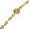 Pulsera Elegante 03.205.0029.07 Oro Laminado, Diseño de Flor, con Blanca Zirconia Cubica, Pulido, Tono Dorado (09 MM Thickness, 7 Inches Length)
