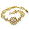 Pulsera Elegante 03.205.0029.07 Oro Laminado, Diseño de Flor, con Blanca Zirconia Cubica, Pulido, Tono Dorado (09 MM Thickness, 7 Inches Length)