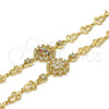 Pulsera Elegante 03.205.0029.07 Oro Laminado, Diseño de Flor, con Blanca Zirconia Cubica, Pulido, Tono Dorado (09 MM Thickness, 7 Inches Length)