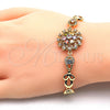 Pulsera Elegante 03.205.0029.1.07 Oro Laminado, Diseño de Flor, con Multicolor Zirconia Cubica, Pulido, Tono Dorado (09 MM Thickness, 7 Inches Length)