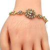 Pulsera Elegante 03.205.0029.1.07 Oro Laminado, Diseño de Flor, con Multicolor Zirconia Cubica, Pulido, Tono Dorado (09 MM Thickness, 7 Inches Length)