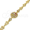 Pulsera Elegante 03.205.0029.1.07 Oro Laminado, Diseño de Flor, con Multicolor Zirconia Cubica, Pulido, Tono Dorado (09 MM Thickness, 7 Inches Length)