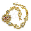Pulsera Elegante 03.205.0029.1.07 Oro Laminado, Diseño de Flor, con Multicolor Zirconia Cubica, Pulido, Tono Dorado (09 MM Thickness, 7 Inches Length)