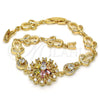 Pulsera Elegante 03.205.0029.1.07 Oro Laminado, Diseño de Flor, con Multicolor Zirconia Cubica, Pulido, Tono Dorado (09 MM Thickness, 7 Inches Length)