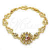 Pulsera Elegante 03.205.0029.1.07 Oro Laminado, Diseño de Flor, con Multicolor Zirconia Cubica, Pulido, Tono Dorado (09 MM Thickness, 7 Inches Length)