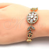 Pulsera Elegante 03.205.0030.07 Oro Laminado, Diseño de Flor, con Blanca Zirconia Cubica, Pulido, Tono Dorado (09 MM Thickness, 7 Inches Length)