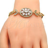 Pulsera Elegante 03.205.0030.07 Oro Laminado, Diseño de Flor, con Blanca Zirconia Cubica, Pulido, Tono Dorado (09 MM Thickness, 7 Inches Length)