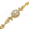 Pulsera Elegante 03.205.0030.07 Oro Laminado, Diseño de Flor, con Blanca Zirconia Cubica, Pulido, Tono Dorado (09 MM Thickness, 7 Inches Length)