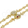 Pulsera Elegante 03.205.0030.07 Oro Laminado, Diseño de Flor, con Blanca Zirconia Cubica, Pulido, Tono Dorado (09 MM Thickness, 7 Inches Length)