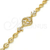 Pulsera Elegante 03.205.0033.07 Oro Laminado, Diseño de Flor y Oja, con Blanca Zirconia Cubica, Pulido, Tono Dorado (07 MM Thickness, 7 Inches Length)