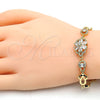 Pulsera Elegante 03.205.0035.07 Oro Laminado, Diseño de Flor, con Blanca Zirconia Cubica, Pulido, Tono Dorado (09 MM Thickness, 7 Inches Length)