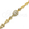 Pulsera Elegante 03.205.0035.07 Oro Laminado, Diseño de Flor, con Blanca Zirconia Cubica, Pulido, Tono Dorado (09 MM Thickness, 7 Inches Length)