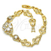 Pulsera Elegante 03.205.0035.07 Oro Laminado, Diseño de Flor, con Blanca Zirconia Cubica, Pulido, Tono Dorado (09 MM Thickness, 7 Inches Length)