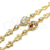 Pulsera Elegante 03.205.0035.07 Oro Laminado, Diseño de Flor, con Blanca Zirconia Cubica, Pulido, Tono Dorado (09 MM Thickness, 7 Inches Length)