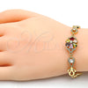 Pulsera Elegante 03.205.0035.1.07 Oro Laminado, Diseño de Flor, con Multicolor Zirconia Cubica, Pulido, Tono Dorado (09 MM Thickness, 7 Inches Length)