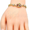 Pulsera Elegante 03.205.0035.1.07 Oro Laminado, Diseño de Flor, con Multicolor Zirconia Cubica, Pulido, Tono Dorado (09 MM Thickness, 7 Inches Length)