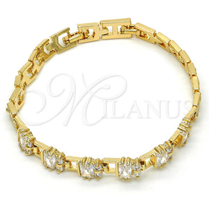 Pulsera Elegante 03.205.0013.1.07 Oro Laminado, con Blanca Zirconia Cubica, Pulido, Tono Dorado (06 MM Thickness, 7 Inches Length)