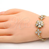 Pulsera Elegante 03.205.0037.07 Oro Laminado, Diseño de Flor, con Blanca Zirconia Cubica, Pulido, Tono Dorado (05 MM Thickness, 7 Inches Length)