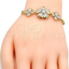 Pulsera Elegante 03.205.0037.07 Oro Laminado, Diseño de Flor, con Blanca Zirconia Cubica, Pulido, Tono Dorado (05 MM Thickness, 7 Inches Length)