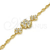 Pulsera Elegante 03.205.0037.07 Oro Laminado, Diseño de Flor, con Blanca Zirconia Cubica, Pulido, Tono Dorado (05 MM Thickness, 7 Inches Length)