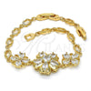 Pulsera Elegante 03.205.0037.07 Oro Laminado, Diseño de Flor, con Blanca Zirconia Cubica, Pulido, Tono Dorado (05 MM Thickness, 7 Inches Length)