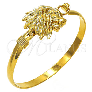 Aro Individual 07.185.0014.04 Oro Laminado, Diseño de Leon, Pulido, Tono Dorado (05 MM Thickness, Size 4 (2.25 Diameter))