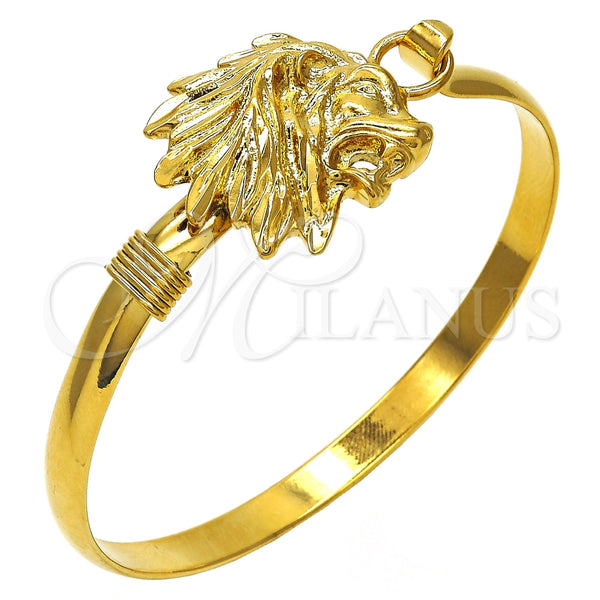Aro Individual 07.185.0014.04 Oro Laminado, Diseño de Leon, Pulido, Tono Dorado (05 MM Thickness, Size 4 (2.25 Diameter))