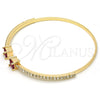 Aro Individual 07.193.0017.1 Oro Laminado, con Granate Zirconia Cubica and Blanca Cristal, Pulido, Tono Dorado (02 MM Thickness, One size fits all)