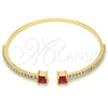 Aro Individual 07.193.0017.1 Oro Laminado, con Granate Zirconia Cubica and Blanca Cristal, Pulido, Tono Dorado (02 MM Thickness, One size fits all)
