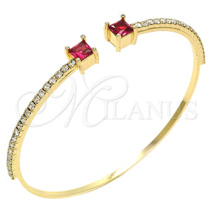 Aro Individual 07.193.0017.1 Oro Laminado, con Granate Zirconia Cubica and Blanca Cristal, Pulido, Tono Dorado (02 MM Thickness, One size fits all)