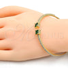 Aro Individual 07.193.0017.3 Oro Laminado, con Zirconia Cubica Verde y Cristal Blanca, Pulido, Tono Dorado (Grosor 02 MM, Talla Unica)