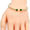 Aro Individual 07.193.0017.3 Oro Laminado, con Zirconia Cubica Verde y Cristal Blanca, Pulido, Tono Dorado (Grosor 02 MM, Talla Unica)