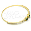 Aro Individual 07.193.0017.3 Oro Laminado, con Zirconia Cubica Verde y Cristal Blanca, Pulido, Tono Dorado (Grosor 02 MM, Talla Unica)
