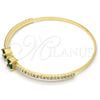 Aro Individual 07.193.0017.3 Oro Laminado, con Zirconia Cubica Verde y Cristal Blanca, Pulido, Tono Dorado (Grosor 02 MM, Talla Unica)