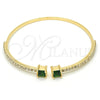 Aro Individual 07.193.0017.3 Oro Laminado, con Zirconia Cubica Verde y Cristal Blanca, Pulido, Tono Dorado (Grosor 02 MM, Talla Unica)