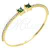 Aro Individual 07.193.0017.3 Oro Laminado, con Verde Zirconia Cubica and Blanca Cristal, Pulido, Tono Dorado (02 MM Thickness, One size fits all)