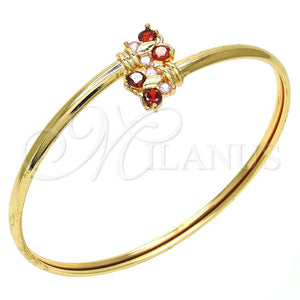 Aro Individual 07.193.0018 Oro Laminado, Diseño de Mariposa, con Granate and Rosado Zirconia Cubica, Pulido, Tono Dorado (04 MM Thickness, One size fits all)