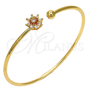 Aro Individual 07.193.0021.1 Oro Laminado, Diseño de Flor, con Granate and Blanca Zirconia Cubica, Pulido, Tono Dorado (02 MM Thickness, One size fits all)
